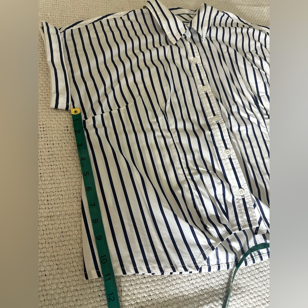 Talbots Twist Hem Nautical Stripe Shirt Top - Size Medium - Picture 10 of 10